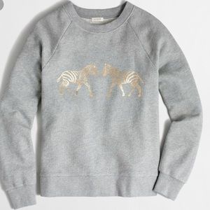J Crew Zebra Sweatshirt Grey Small Cute all year!